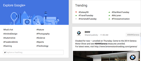 trending hashtags on google+
