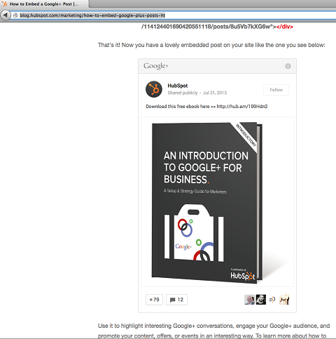 hubspot's embedded google+ post