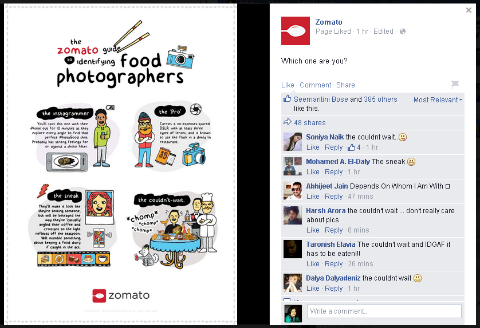 zomato facebook question post with an image