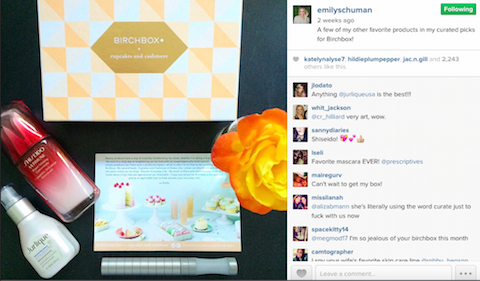 emily schuman birchbox instagram post