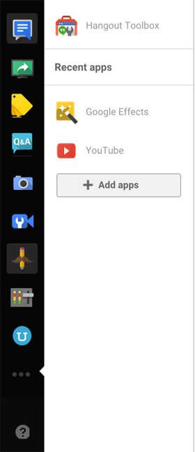 google+ hangouts left control panel image