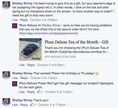 plum deluxe customer comment response