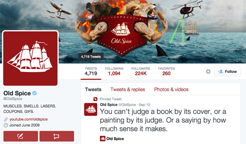 oldspice twitter profile