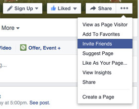 facebook page features menu