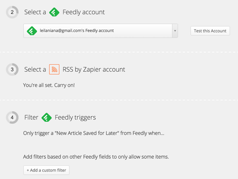 connect feedly to zapier