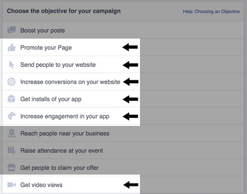 facebook ad objectives for video ads