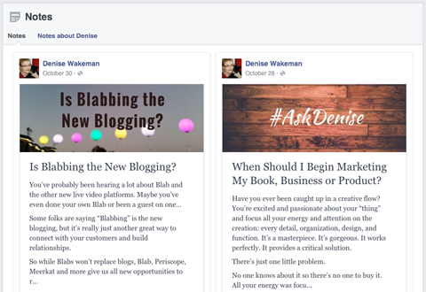 facebook notes examples