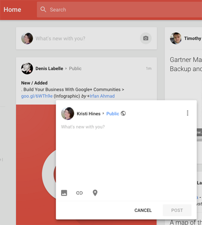 new google plus update box