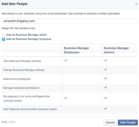 add new people in business manager