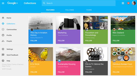 new google plus featured collections