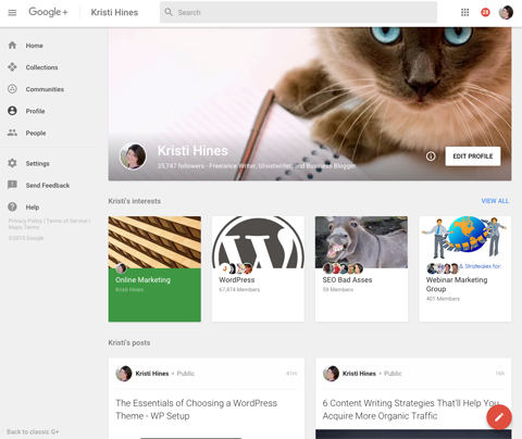 new google plus profile design