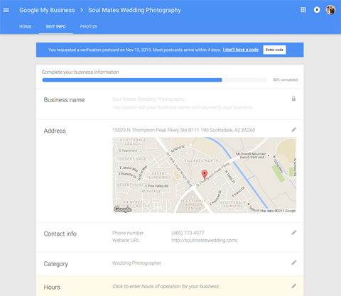 new google plus local business page edit options