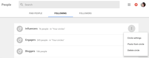 new google plus circle settings