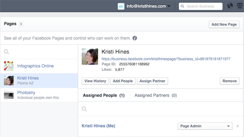 view pages in business manager