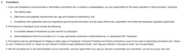 facebook guidelines and terms of service