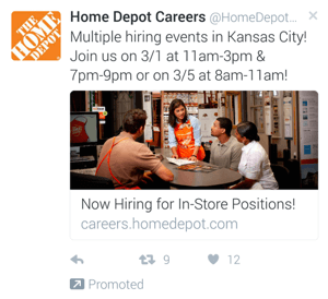 home depot twitter mobile ad example