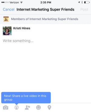facebook live video group