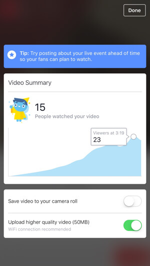 facebook live video insights for pages