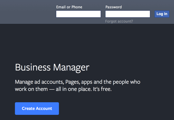 Create a facebook page in business manager