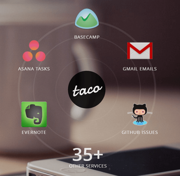 Connect all of your services to the Taco app.
