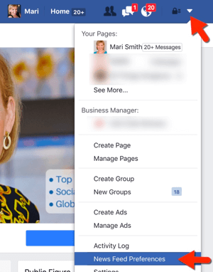 access facebook news feed preferences