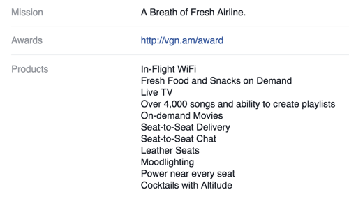 virgin america facebook page overview