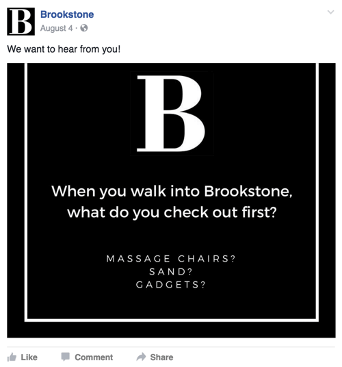 brookstone facebook post