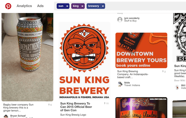 pinterest business search example