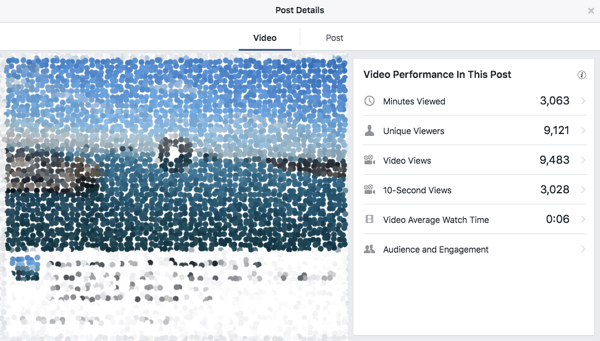 video metrics in facebook
