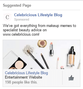 facebook ad example with website link