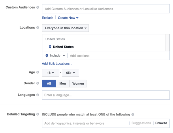 facebook ad audience targeting options