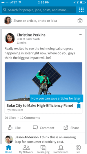 linkedin mobile saved articles bookmark