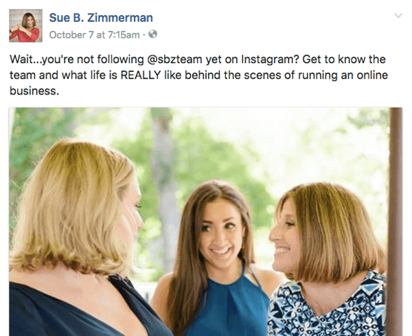 sue b zimmerman cross-promote example