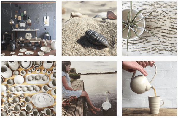 Illyria Pottery uses one filter to create a cohesive Instagram feed.