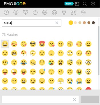 Click the unicorn icon to open EmojiOne's emoji library.
