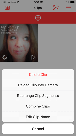 Edit clips in Cinamatic.