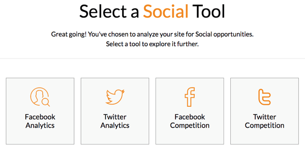 Select a social media tool in Modovo.