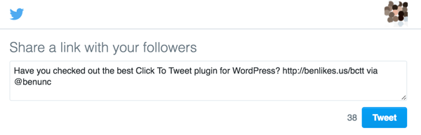 The Better Click to Tweet WordPress plugin displays pre-populated tweets for users to share on Twitter.