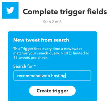 Create an IFTTT applet that's triggered by a Twitter search.