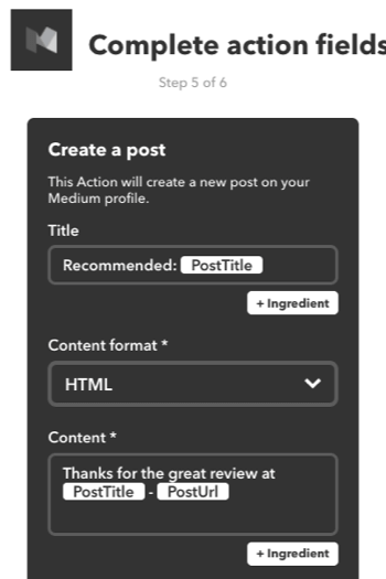 You can also create an IFTTT applet to recommend a post from Medium on your own Medium account.