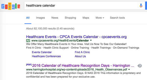 Search for industry events you can incorporate into your content calendar.