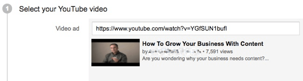 Add the link to your video for your YouTube ad campaign.