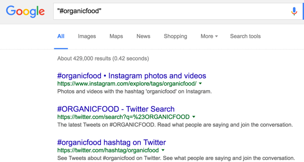 Use Google search to research hashtags.