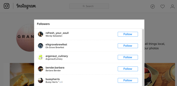 Here's how your follower list is displayed on Instagram.