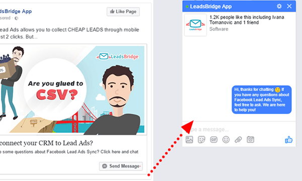 Start a conversation with customers in Messenger with a Facebook destination ad.