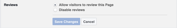 Enable the setting that allows visitors to leave a review on your Facebook page.