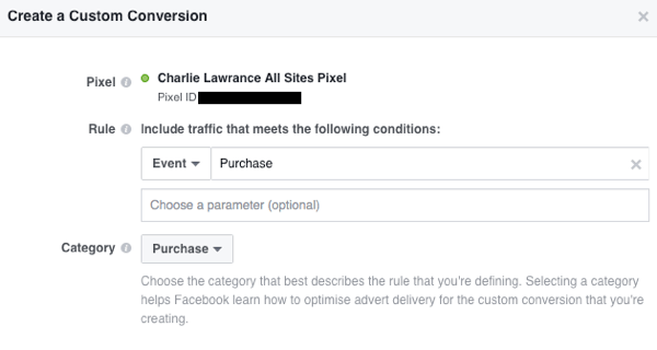 Add custom parameters to your conversion rule. 