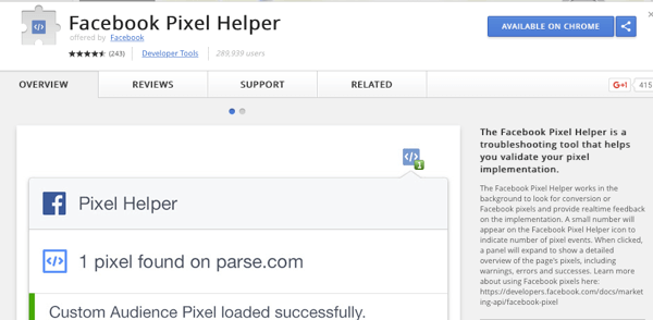 Install the Facebook Pixel Helper to check that your tracking is working.