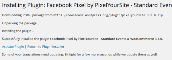 Install and activate the PixelYourSite plugin.