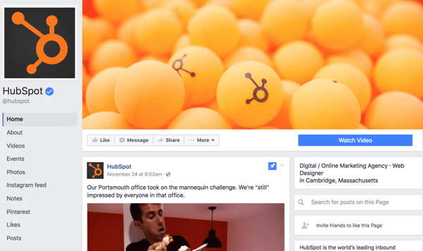This is what the previous Facebook page layout looked like.